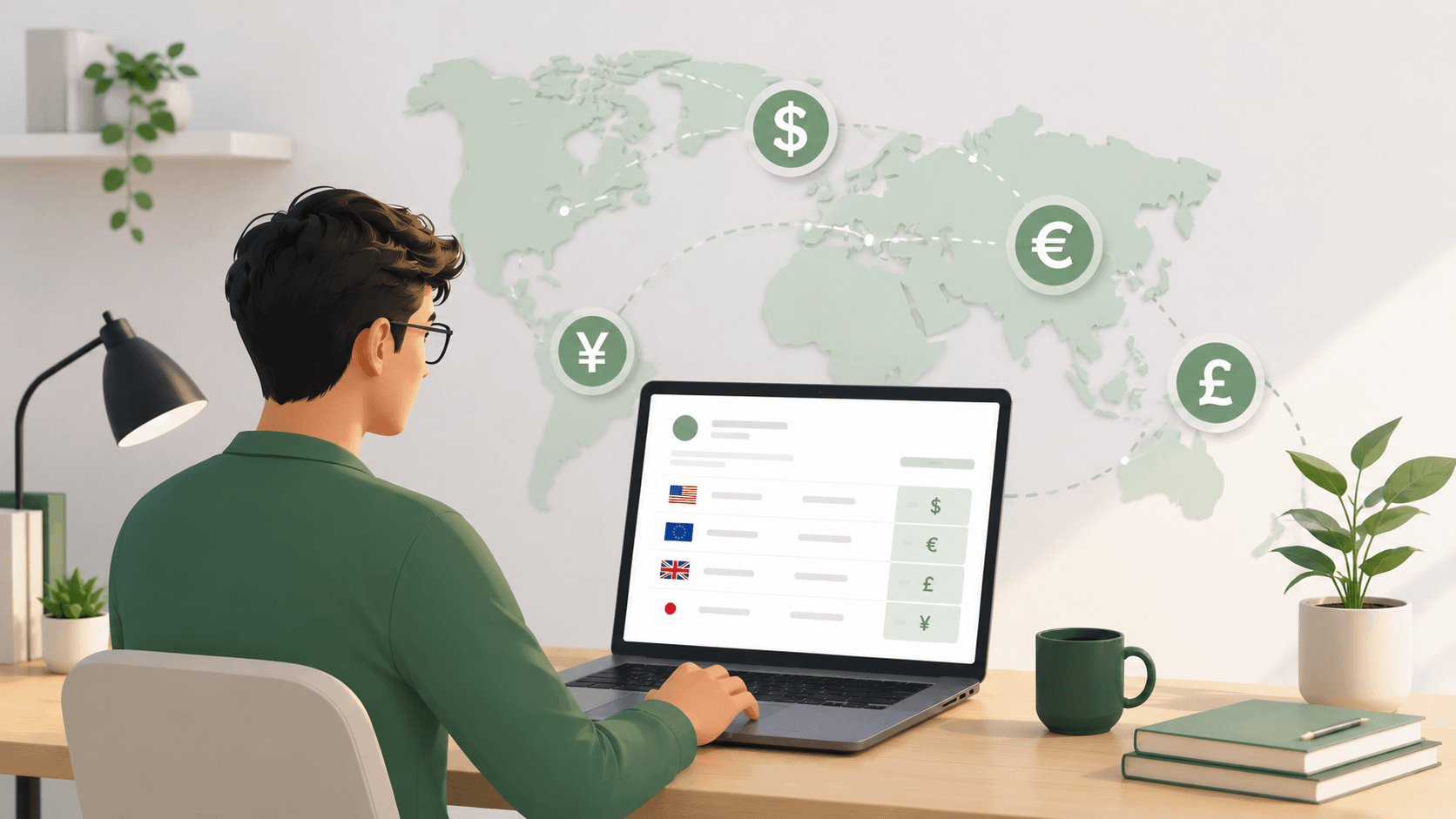 Freelancer creating a multi-currency invoice for an international client