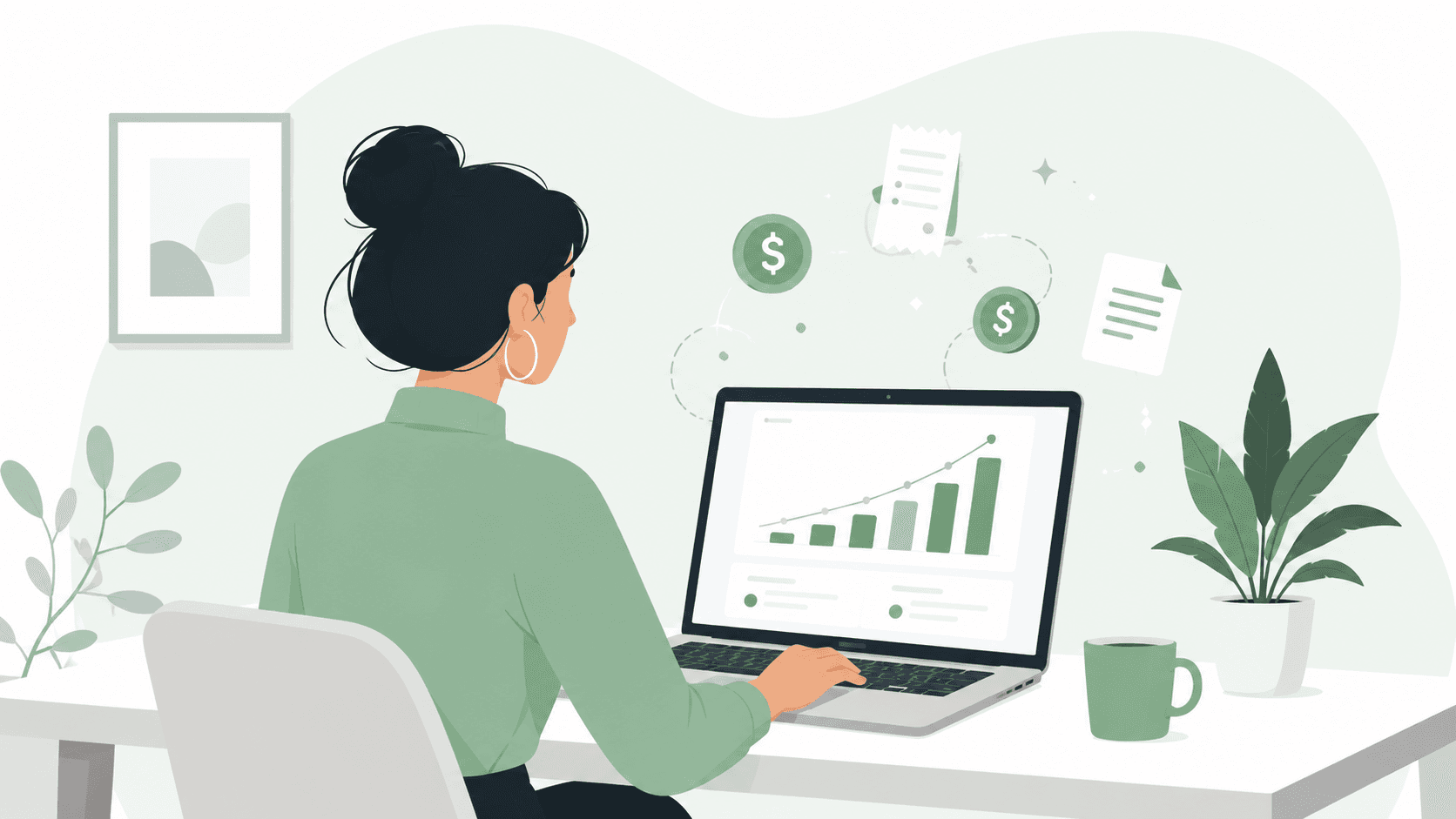 Freelancer reviewing a profit and loss report on Zapledger financial reporting dashboard